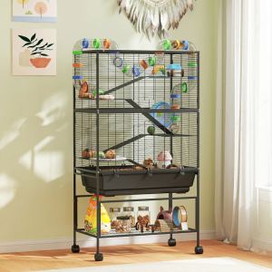 PawHut Cage hamster 5 étages, roulante