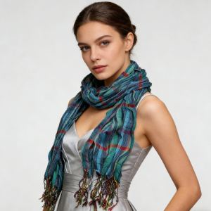 Foulard jacquard épais extra long bleu marine pour tous