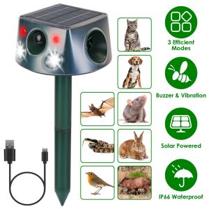 Répulsif animal solaire & USB-C, ultras/buzzer/vibration