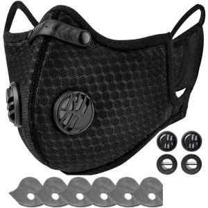 Masque réutilisable demi-visage filtre noir cyclisme sport