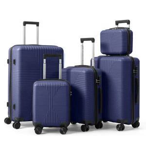 Valise PP non-TSA 5 en 1, 12/16/20/24/28po, bleu marine