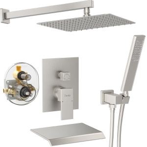 Système douche pluie 12po nickel brossé