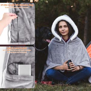 Couverture chauffante 8 zones, 59x31 po, USB, lavable