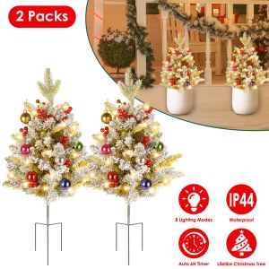 2 sapin Noël artificiel LED solaire 50 DEL mode double éclairage