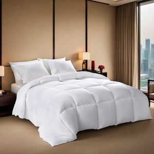 Ensemble 2 couettes carreautées blanches, toutes saisons, premium