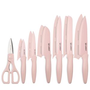 Ensemble 13 couteaux rose antiadhésif lave-vaisselle 6 étuis