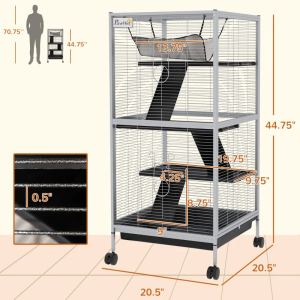 PawHut cage animaux roulante hamac 6 portes furet chinchilla