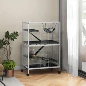 Cage petit animal roulante 4 portes hamac plateau amovible