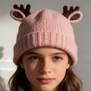 Chapeau seau enfant bois de cerf rose 4969