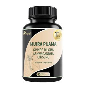 Muira Puama Ginseng Ashwagandha Ginkgo Suppléments 60 Cap