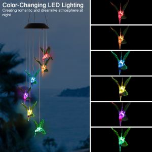 Carillon colibri solaire 6 DEL colorés IP65