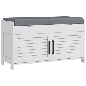 Banc rangement chaussures moderne blanc, compartiments