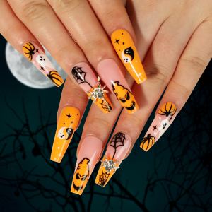 24 Pcs Faux Ongles Presser Citrouille Chauve-Souris Fantôme