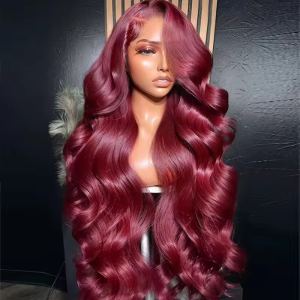 Perruque 13x6 HD bordeaux cheveux humains indienne