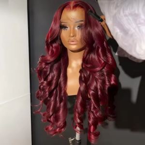 Perruque 13x4 HD bordeaux cheveux humains brésilienne