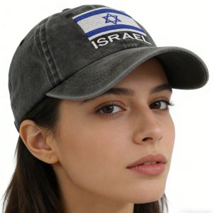 2pc Casquette Israël Homme Femme Drapeau Brodé Coton Ajustable