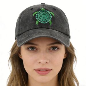 2pcs Sea Turtle Hat For Women Men, Funny Adjustable Embroidered Wild Animals Baseball Cap