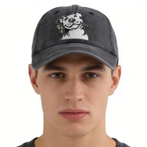 2pc Casquette Amoureux Chien Homme Femme Denim Brodée