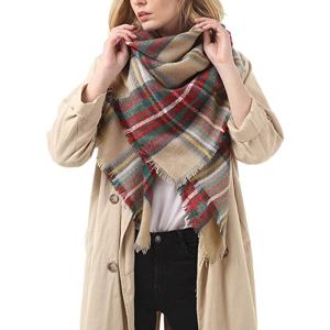 Foulard plaid 59po x 59po châle chaud femme hiver