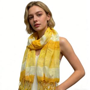 Yellow Printed Viscose Scarf - Sunshine Boho Scarf 67inchx24inch