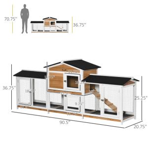 Clapier lapin en bois avec enclos double
