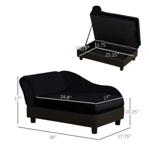 PawHut sofa lit chien chat rangement noir