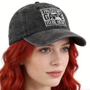 2pcs I Paused My Game To Be Here Baseball Cap,Gamer Gifts For Men Women, Adjustable Embroidered Wash Cotton Baseball Cap