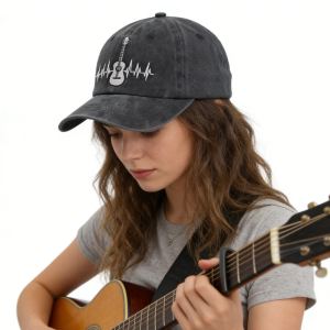 2pc casquette guitare coton brodée baseball ajustable