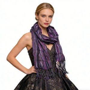 Foulard Jacquard Froissé Mauve - Texturé Royal 70x29po