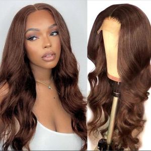 Perruque 4x4 cheveux humains ondulé brun