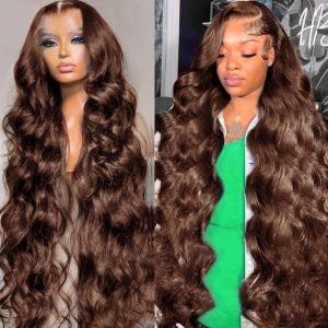 Perruque lace front cheveux humains chatain 13x4