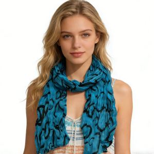 Foulard Polyester Froissé Turquoise - Accessoire Plage Été