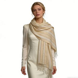 Foulard Polyester Froissé Kaki et Noir - Texturé 71x17,5po