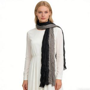 Foulard polyester teint chaîne kaki classique long