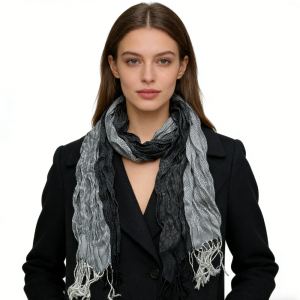 Foulard jacquard long gris hiver 71po x 28po femme