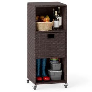 Armoire rangement extérieur rotin 3 tablettes