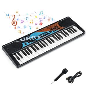 Clavier électronique enfants 49 touches micro noir éducatif