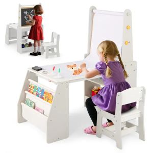 Table activité enfants gris tableau blanc/ardoise papier