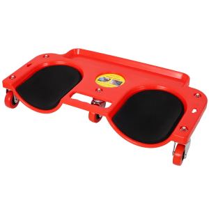 Chariot genoux atelier roulettes 360°, plateau outils, rouge