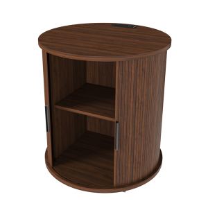 2 tables chevet cylindriques, station recharge, noyer