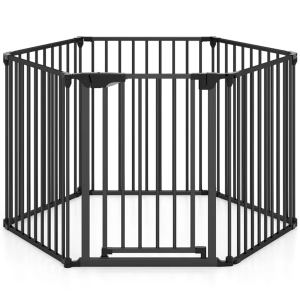 Barrière de sécurité 6 panneaux extensible 34,5"-154" noir