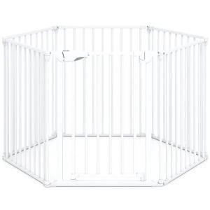 Barrière sécurité 6 panneaux 34,5-154 po bébé animaux blanc