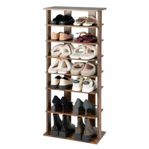 Meuble chaussures 7 étages marron rustique, ajustable
