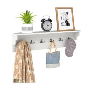Porte-manteaux mural blanc 31,5x5,5x8po 6 crochets