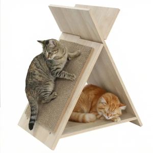 Grattoir chat multifonctionnel 18.5x12x21", tunnel lounge bois