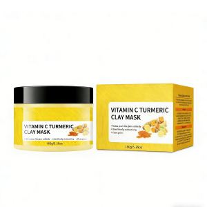 Masque Argile Curcuma Vitamine C, Kaolin, Nettoyage Profond, Pores