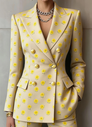 Veston à carreaux double boutonnage femme rétro