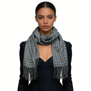 2pcs Foulard acrylique gris à franges, look luxe