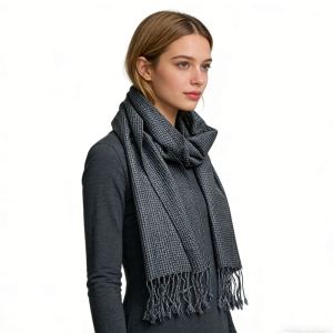 2pcs Foulard Jacquard gris minimaliste texturé, look luxe