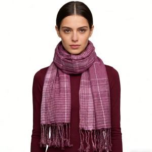 2pcs Foulard teint à la chaîne fuchsia bloc couleur, look luxe